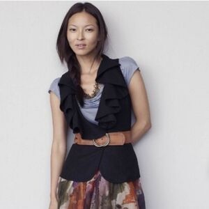 *Tabitha* Anthro Black Ruffled Wool Vest